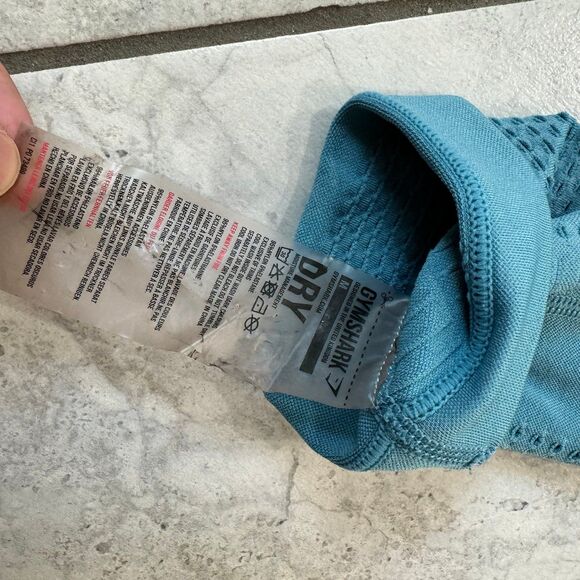 Gymshark Flawless Knit Leggings High Rise Compression Seamless Teal Size M - Picture 5 of 8